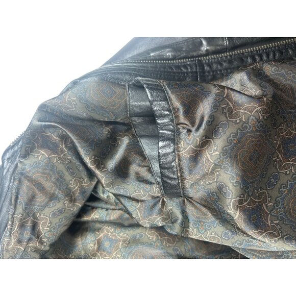 Mens‎ Black Leather Jacket XL Genuine Leather Outer Polyester Lining Elastic Hem - Picture 15 of 15